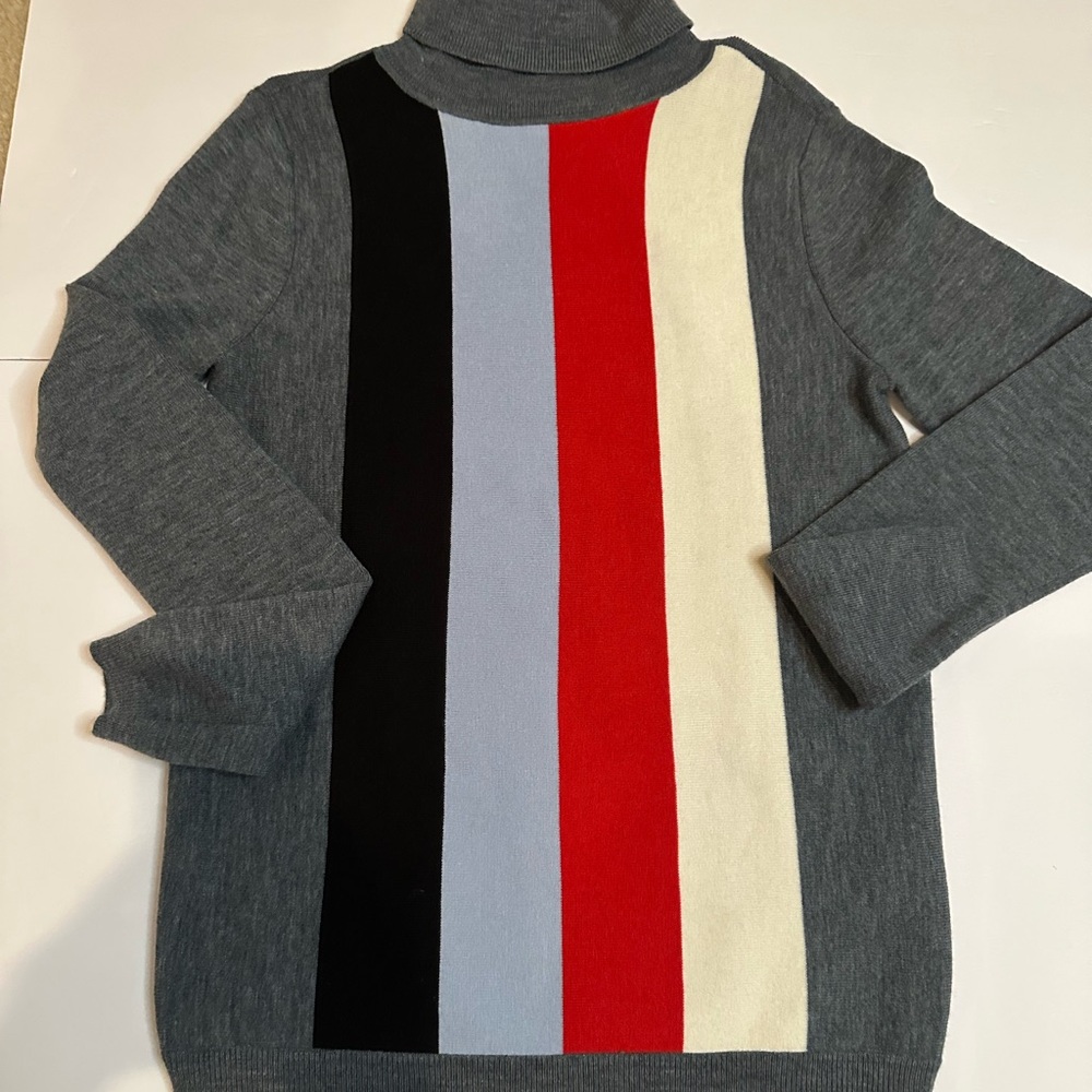 1901 Gray Multicolor Striped Turtleneck Sweater